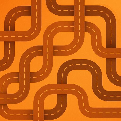 Curved road maze pattern
